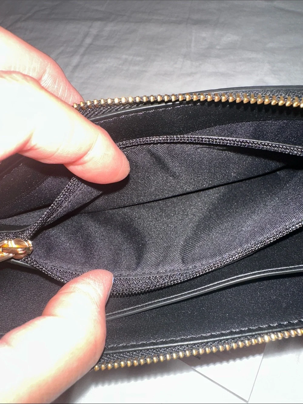 Coach Black Pebbled Leather Zip-Around Wristlet